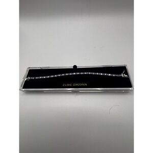 Kohl's Tennis Bracelet Womens 7.5" Silver Purple Clear Cubic Zirconia CZB004SPIR